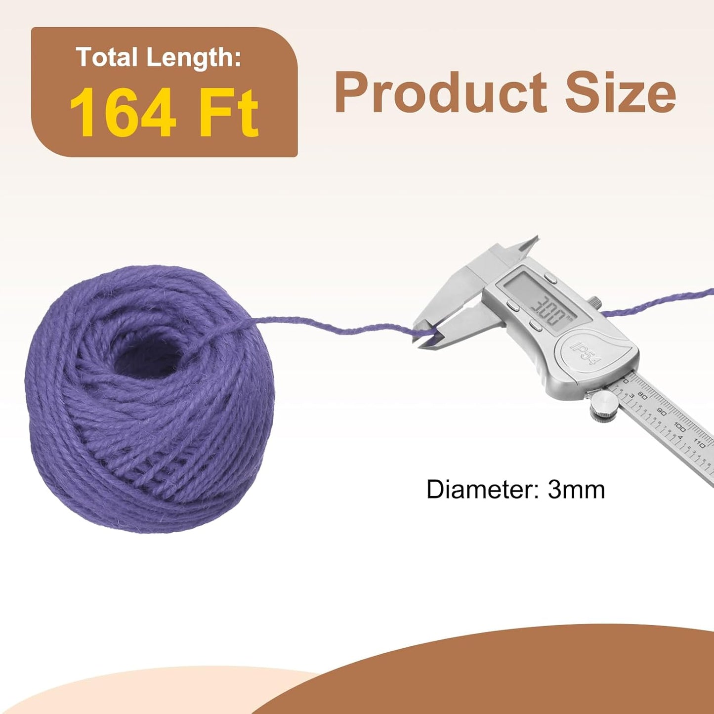 uxcell 164 Feet Natural Jute Twine String,3mm Thin Garden Twine Rope Colored Plant String Cord for DIY Art Crafts Gift Wrapping Decoration Packing Gardening Plant Hanger,Purple