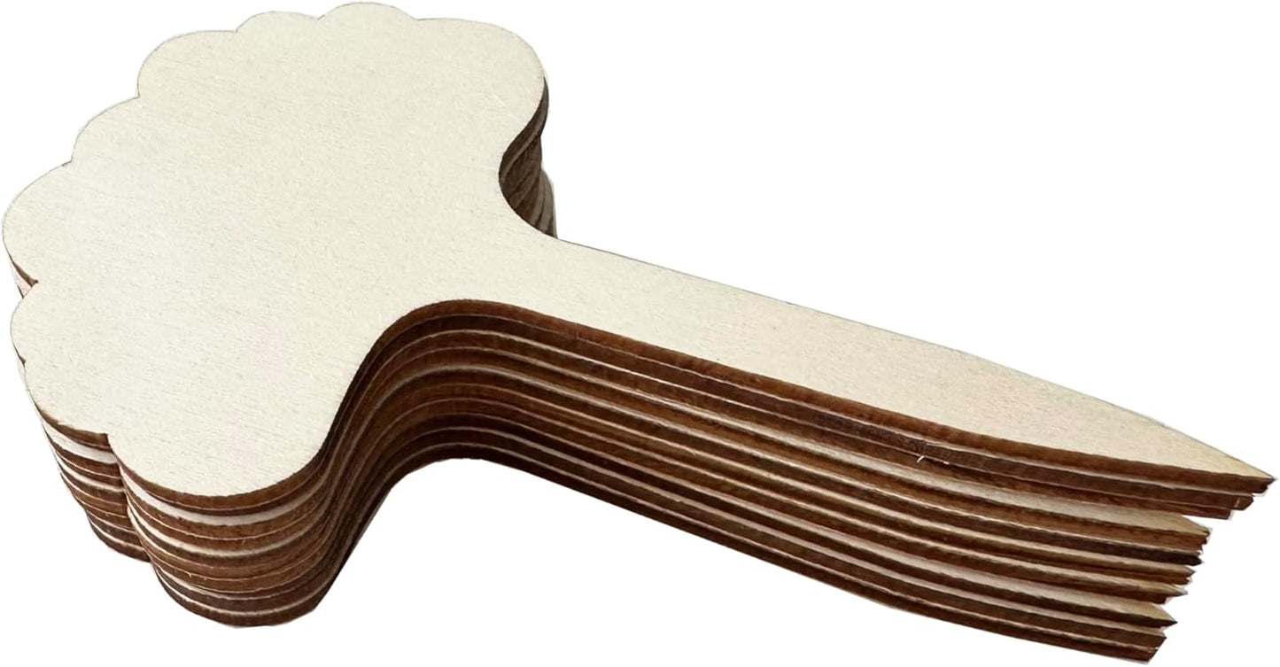 100 Pcs Wood Plant Labels, Natural Wooden Plant Marker Garden Sign Tags, T-Type Garden Markers for Succulents, Herbs, Seedlings, Potted, Flowers, Vegetables (Cloud)