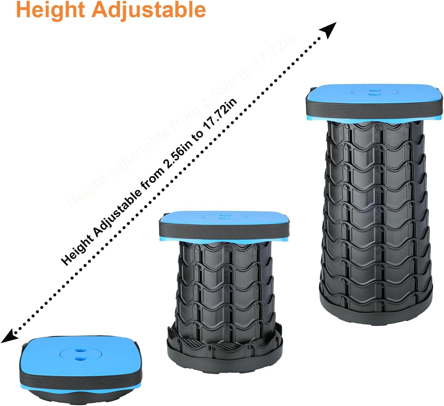 Boreeman Upgraded Collapsible Stool, Square Portable Stool, Lightweight Yet More Sturdy with Load Capacity 400lbs, Perfect for Camping Fishing Hiking BBQ (Square Blue)