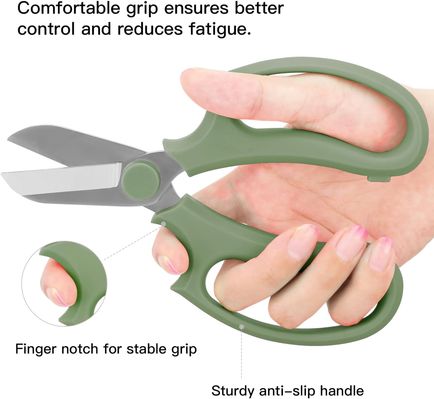 Flower Scissors, Strong Floral Shears, Premium Steel Garden Pruning Shears Floral Fruits Leaf Scissors Hand Pruner Snip Trimming Tool for Gardening Flower Arrangement, Avocado Green