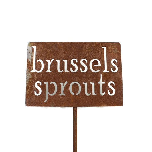 Classic Metal Garden Markers 19 Inches Tall (brussels sprouts, Naturally Rusted)