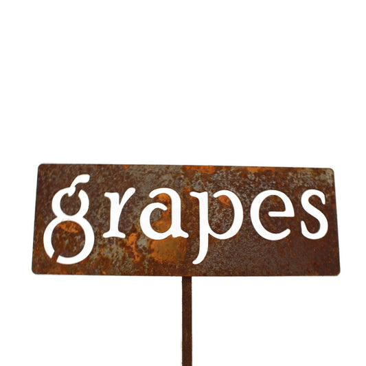 Classic Metal Garden Markers 19 Inches Tall (grapes, Naturally Rusted)