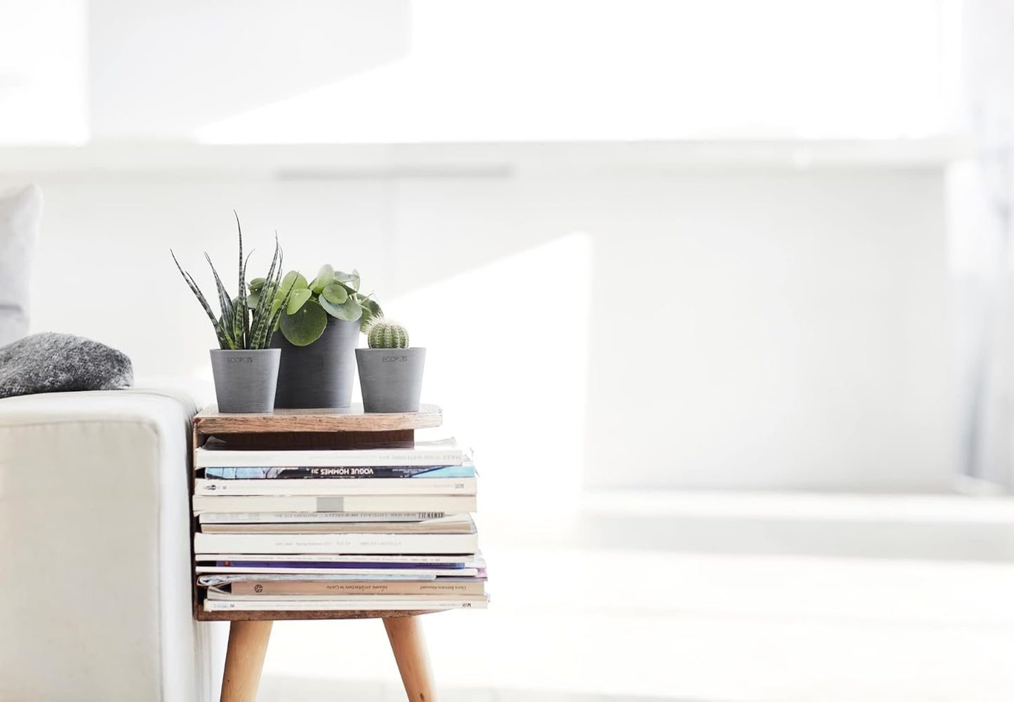 Ecopots Amsterdam Mini Durable Modern Round Recycled-Based Composite Flower Pot Planter, Grey, 5"