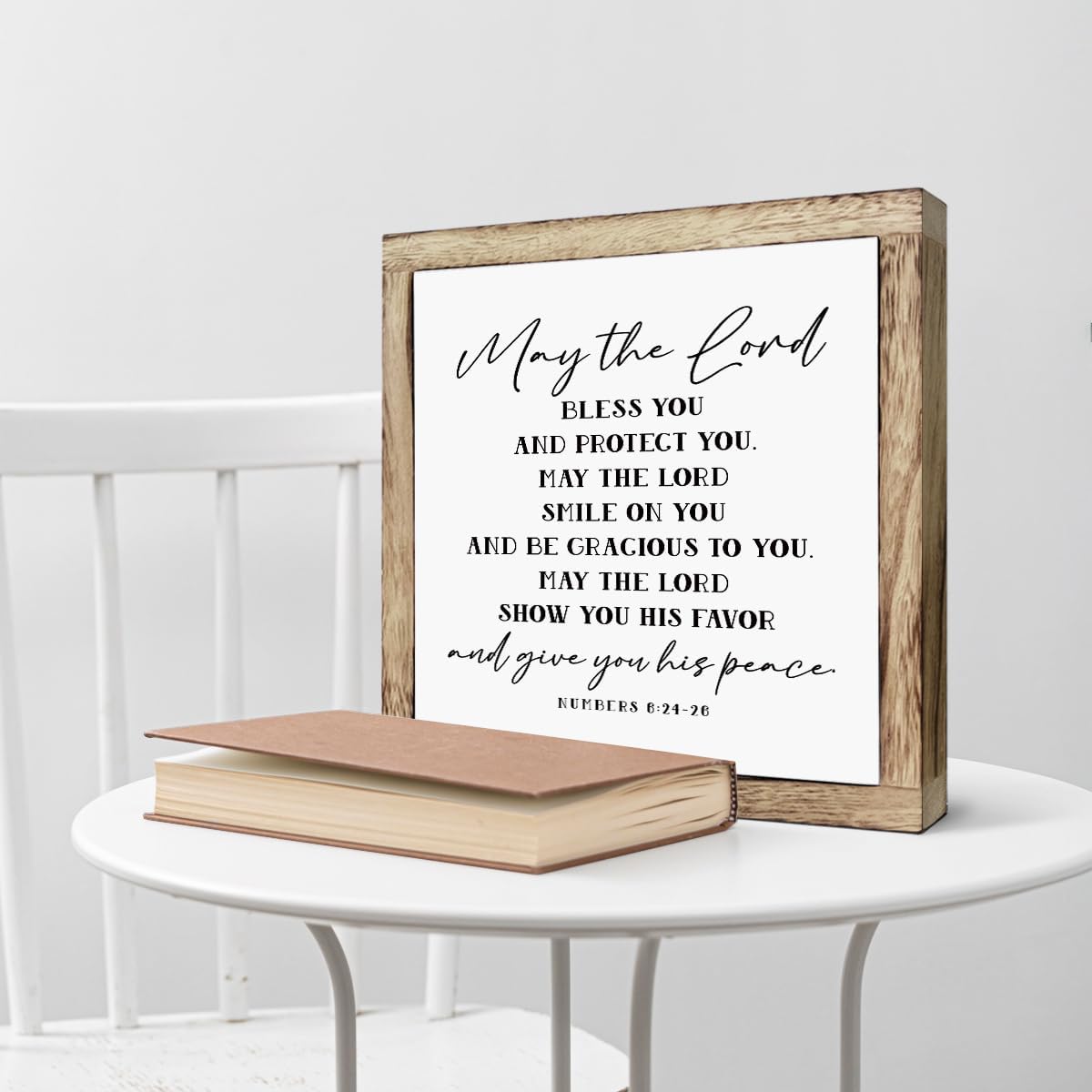 SUSZDOU Scripture Sign, May the Lord Bless You and Protect You Sign, Wooden Plaques Box Signs, Blessing Sign, Christian Home Decor, Christian Gift, Bible Verse Decor Sign, Numbers 6:24-26 Sign