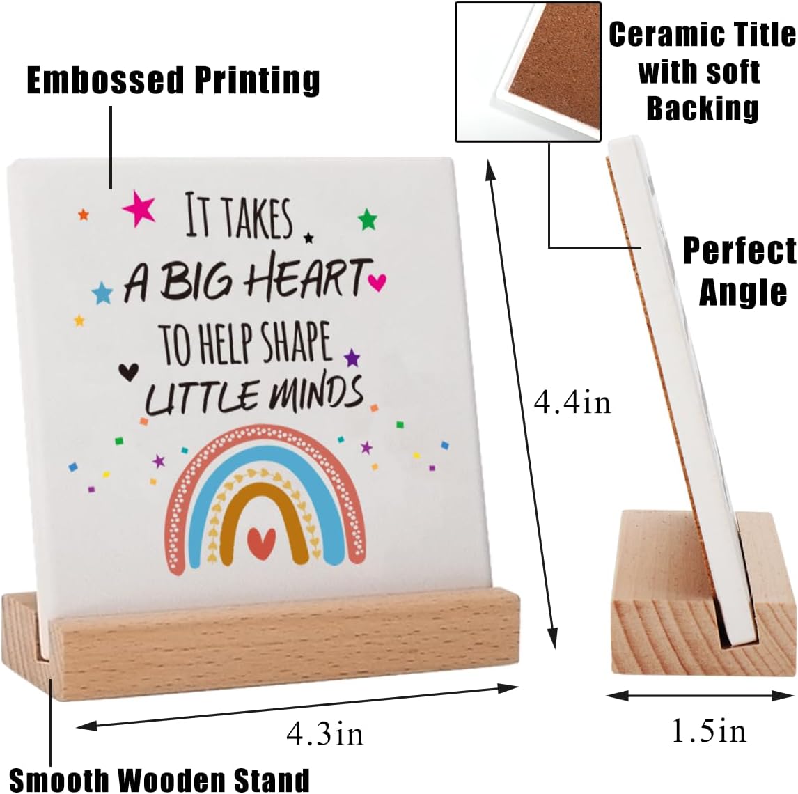 Teacher Appreciation Gifts Graduation Birthday Gifts for Teacher Mentor Coach- It takes a big heart to shape little minds -Teacher's Day Gifts Teacher Decor Ceramic Plaques