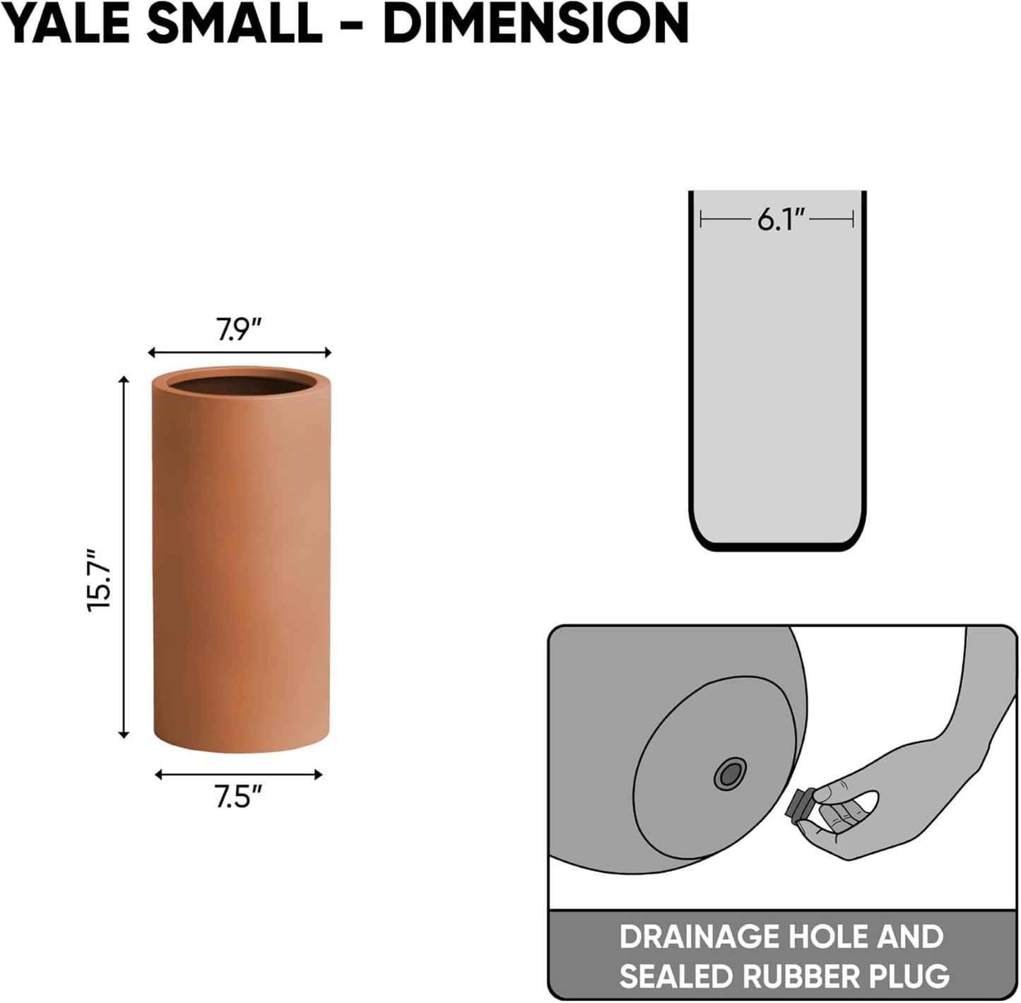 DTY Signature Mount Oxford Tall Outdoor Planter - Small Terracota 15.7 Inch Height Modern Tall Planter Pot for Indoor & Outdoor Spaces - Stylish Planter for Contemporary Homes and Gardens
