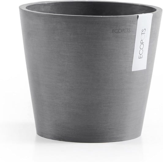 Ecopots Amsterdam Mini Durable Modern Round Recycled-Based Composite Flower Pot Planter, Grey, 4"