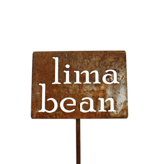 Classic Metal Garden Markers 19 Inches Tall (lima beans, Naturally Rusted)