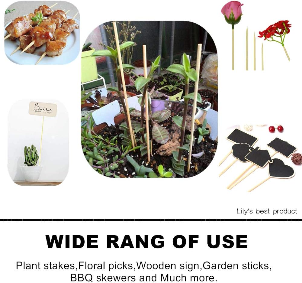 HOPELF 50 Pack 8" Bamboo Plant Stakes for Wood Garden Sticks，Wooden Indoor Gardening Floral Plant Support ，Potted Plants，Crafts, More Size Choices 8"/12"/16"