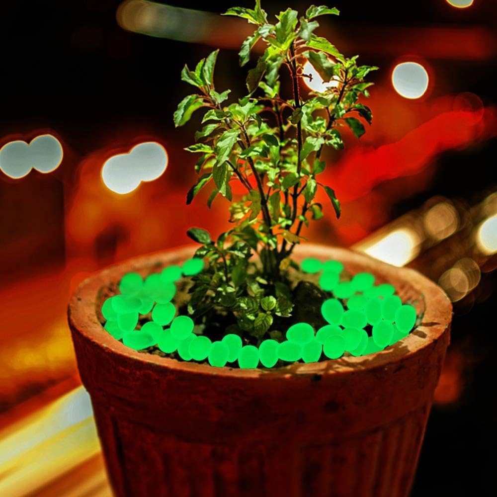Oubest Glow in The Dark Pebbles/Glow Stones/Glowing Rocks Green Decor for Garden/Fish Tank/Aquarium/Walkway/Driveway/Plant Pots/Bonsai (200, Green)