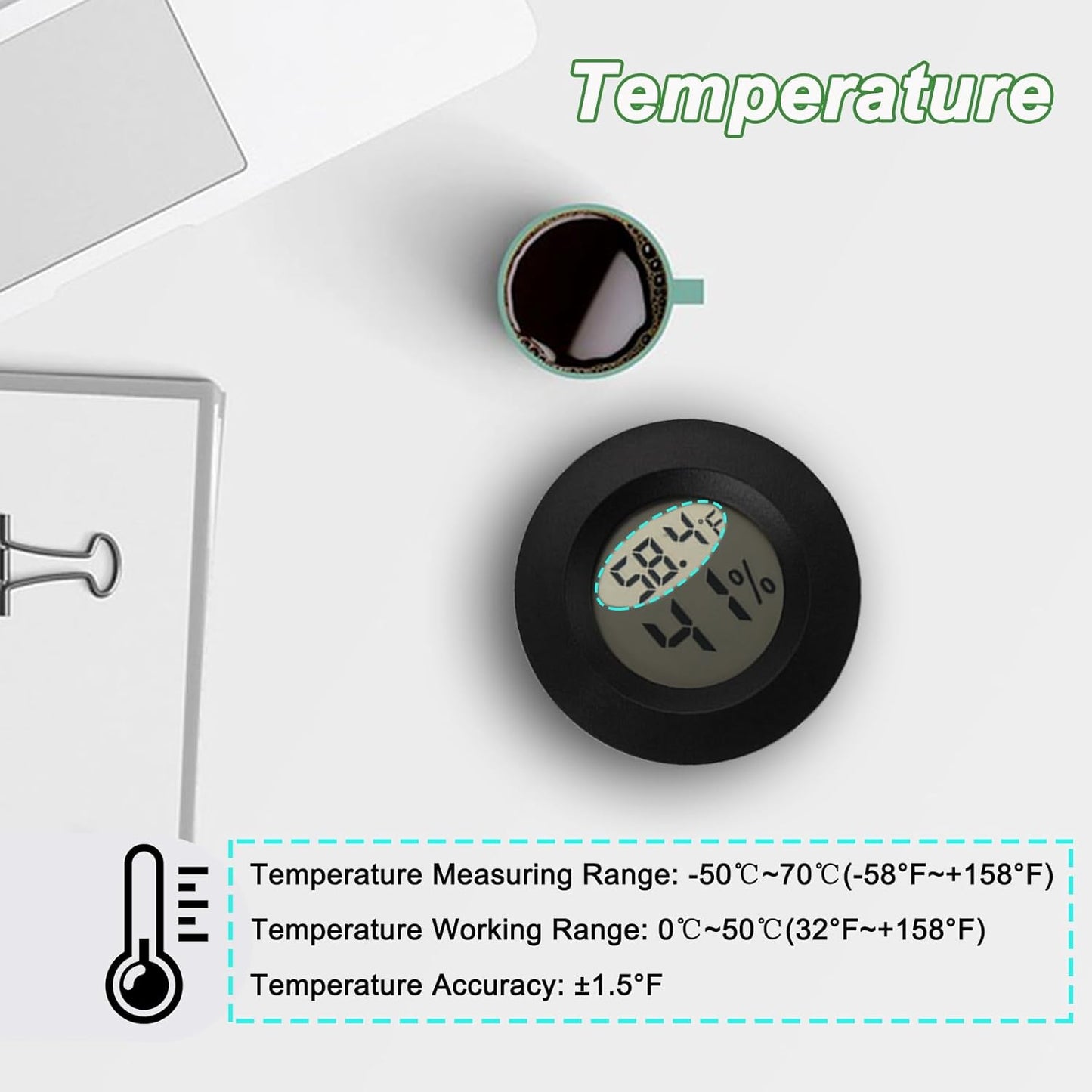 Mini Hygrometer Digital Thermometer Humidity Meter Hygrometer Thermometers Indoor/Outdoor Humidity Monitor Reptile Thermometer for Humidors Greenhouse Garden Cellar Fahrenheit(℉)/ Celsius(℃) 4 Pack
