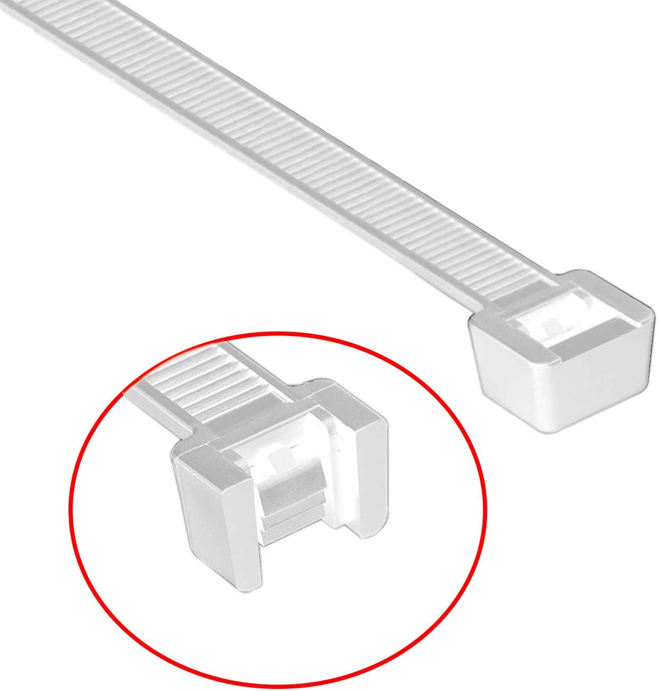 Superun Heavy Duty Zip Ties 8 Inch, 50 Lbs Tensile Strength Selflocking Wire Ties (Industrial Grade Cable Ties) Pack of 100 White