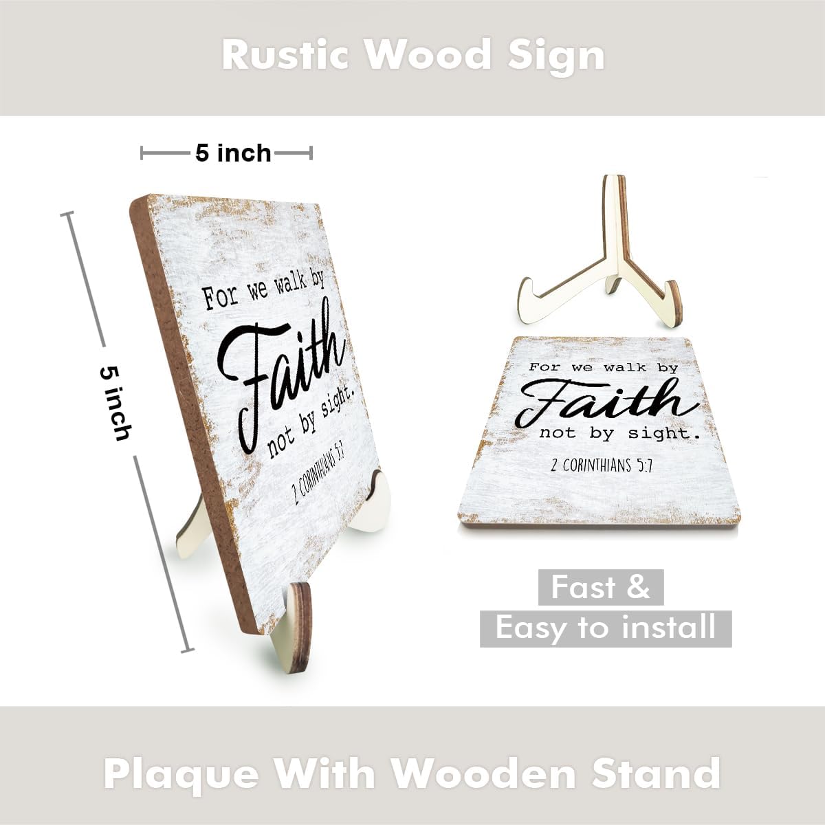 Motivational Wood Sign Rustic Desk Decor Home Farmhouse Office Work Table Desk Accessories Decorative Christian Religious Bible Verse Faith Decorations Office Supplies Living Room Cubicle Decor