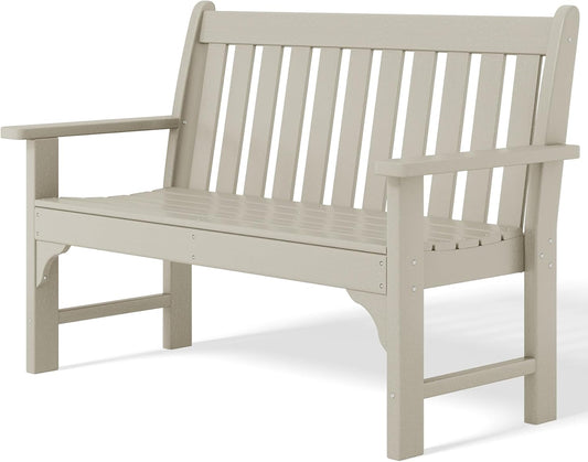 Garden Bench, Farmhouse Park Front Porch for Entryway Bench Outdoor Seating Low Bench Patio Bench Outside/Indoor, Sand