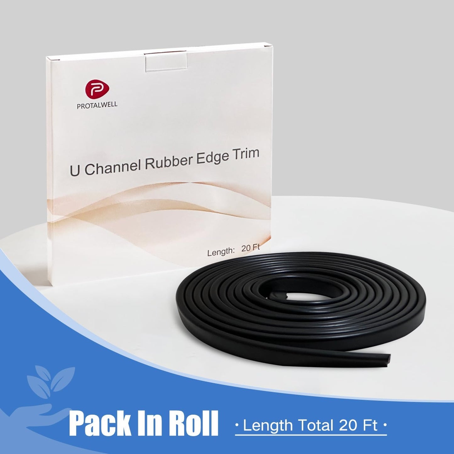 Rubber Edge Trim, 1/8" U Channel Edge Trim, Edge Protector for Glasses or Flexi Glasses, 1/8 in Flexible U Shaped Gasket, Black Color, Length 20 Ft