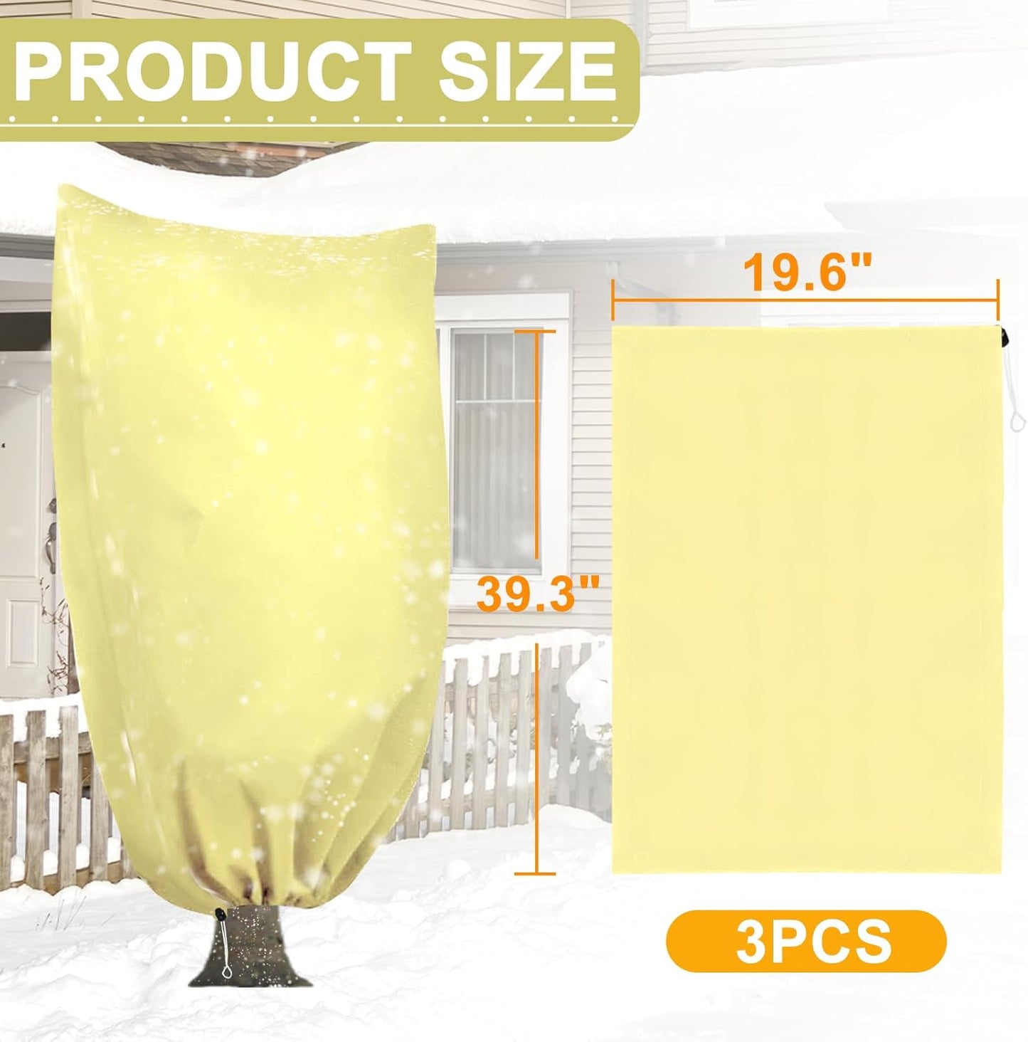 DQS 3 Pack Plant Covers Freeze Protection, 19.6" x 39.3" Winter Frost Protection Blankets Frost Cloth,Suitable for Outdoor Winter Frost, Cold Weather, shrubs, Trees, Jackets, and coverings