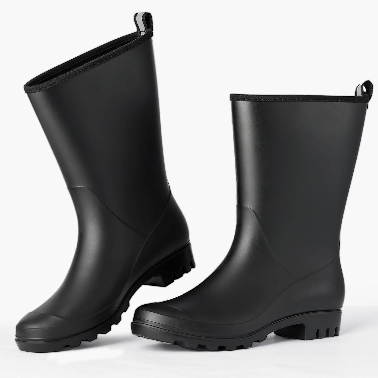 Mid Calf Rain Boots Women Waterproof PVC Womens Rubber Rain Boot Seamless Rain Footwear Outdoor Garden Work Walking