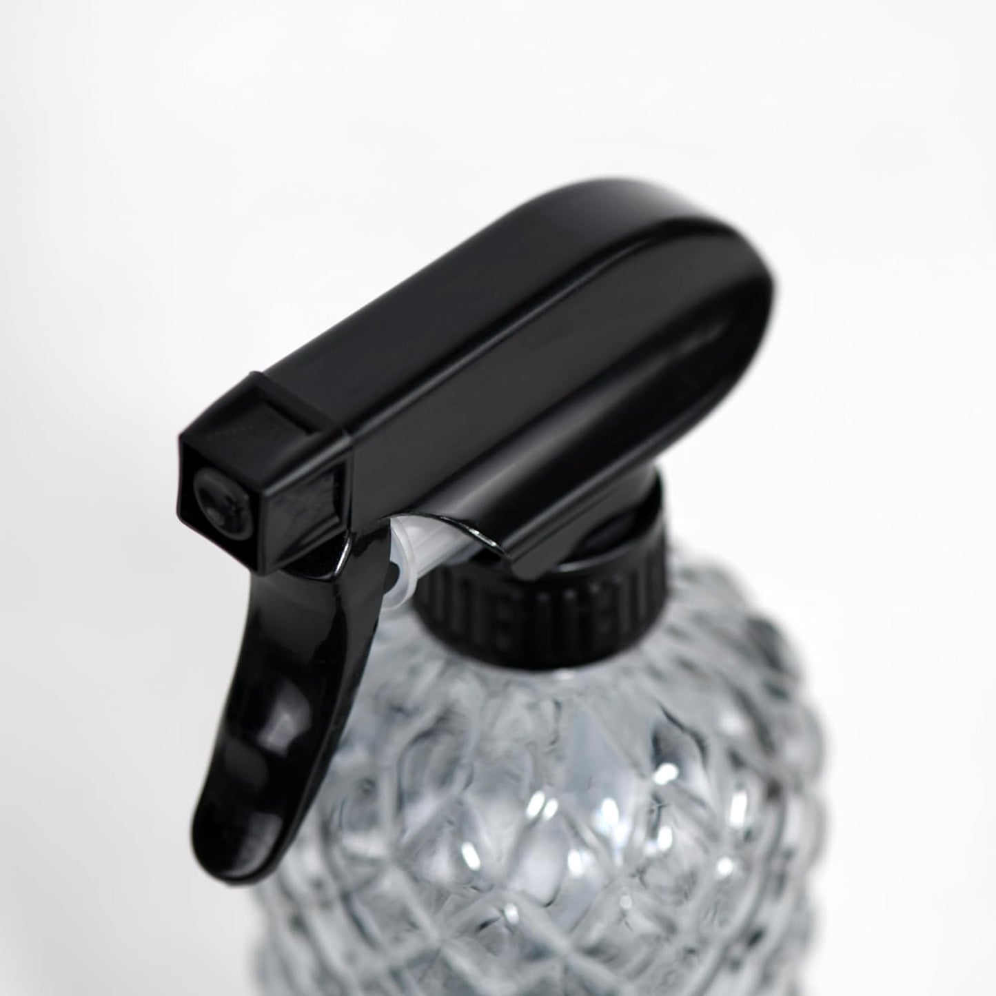 12Oz Glass Plant Spray Bottle, Gem Pattern Glass Sprayer, Watering Can with Black Plastic Top Pump, Handheld Watering Can for Indoor Outdoor Potted Plants and Greenery (Grey)