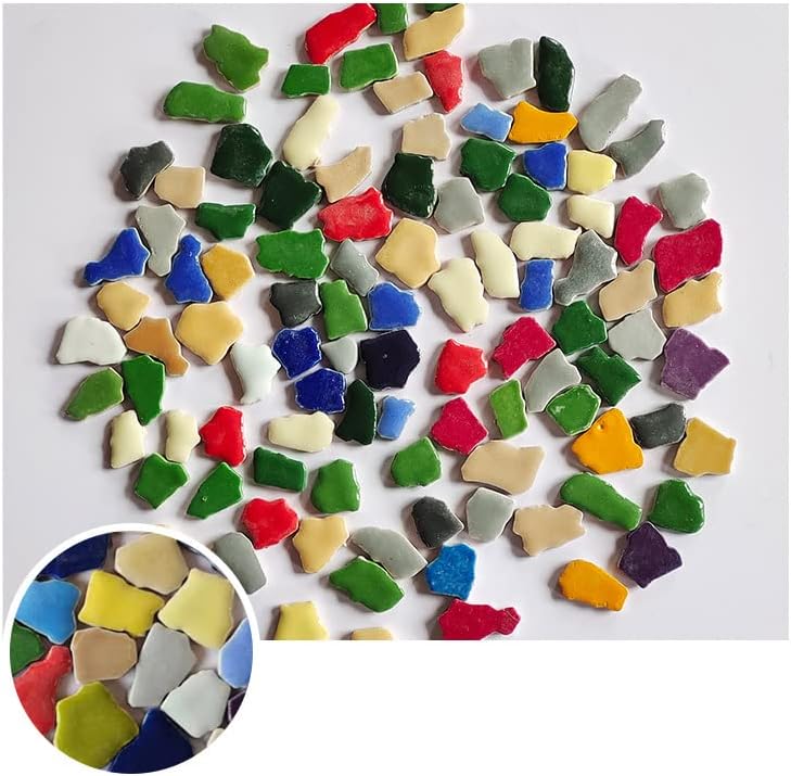 500g/1.1lb Random Color Irregular Ceramics Mosaic Tiles,DIY Making Creative Ceramic Mosaic Tiles for DIY Craft Plates Flowerpots Vases Cups Mosaic Making Supplies (Irregular)