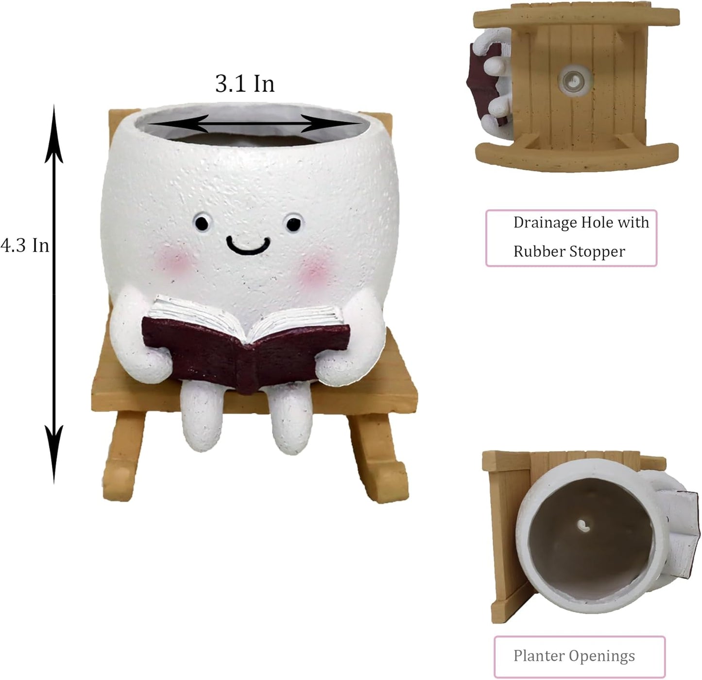 Funny Head Planters Face Pots, Adorable Human Face Flower Planter for Indoor Outdoor Plants, Unique Plant Holder Succulent Cactus Pots