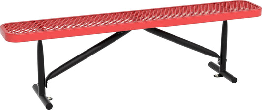 6 Feet Heavy Duty Metal Park Bench for Outside, Outdoor Bench with Portable Frame, Commercial Benches for Shopping Mall, Store, Park, Patio, Deck, Red