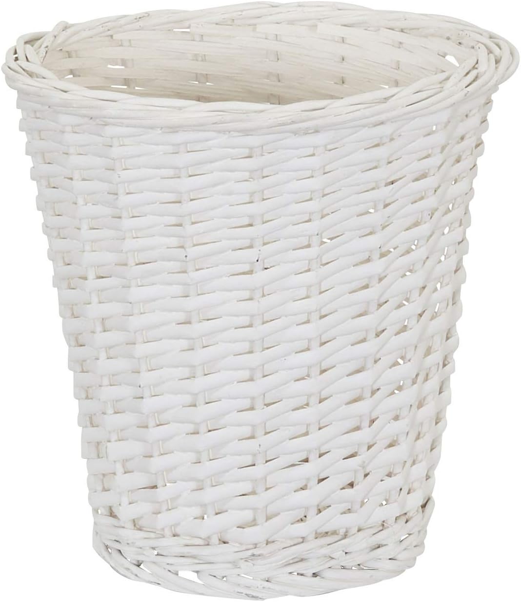 Household Essentials Wicker Waste Basket, Willow Weave Painted White, Includes Plastic Liner, Great as a Waste Basket or Decorative Planter, White