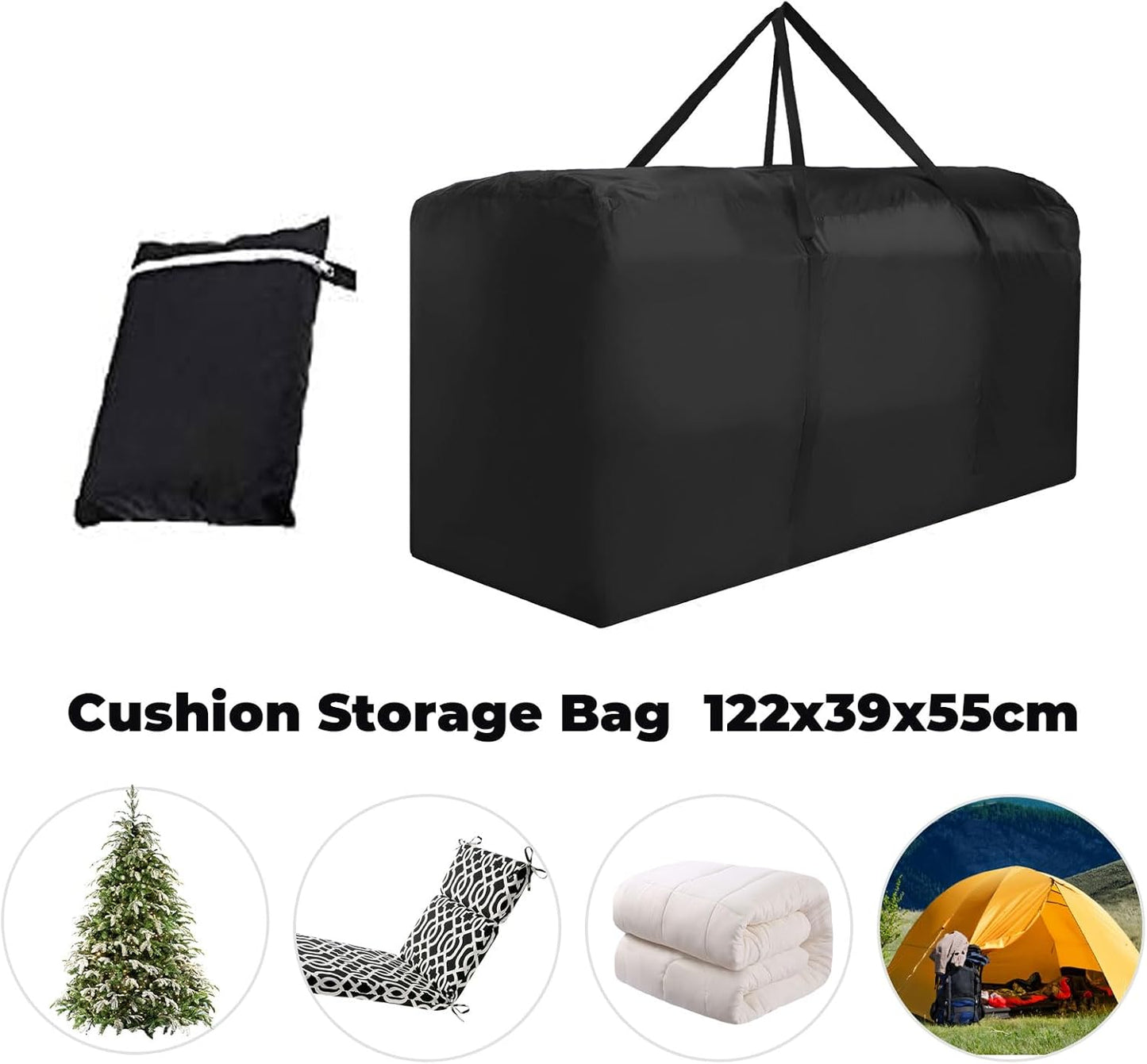 Outdoor Cushion Storage Bag Waterproof Extra Large Protective Zippered Patio Cushion Storage Bags Furniture Storage Bag with Handles, 48 L x 15 W x 22 H (2 Pack)
