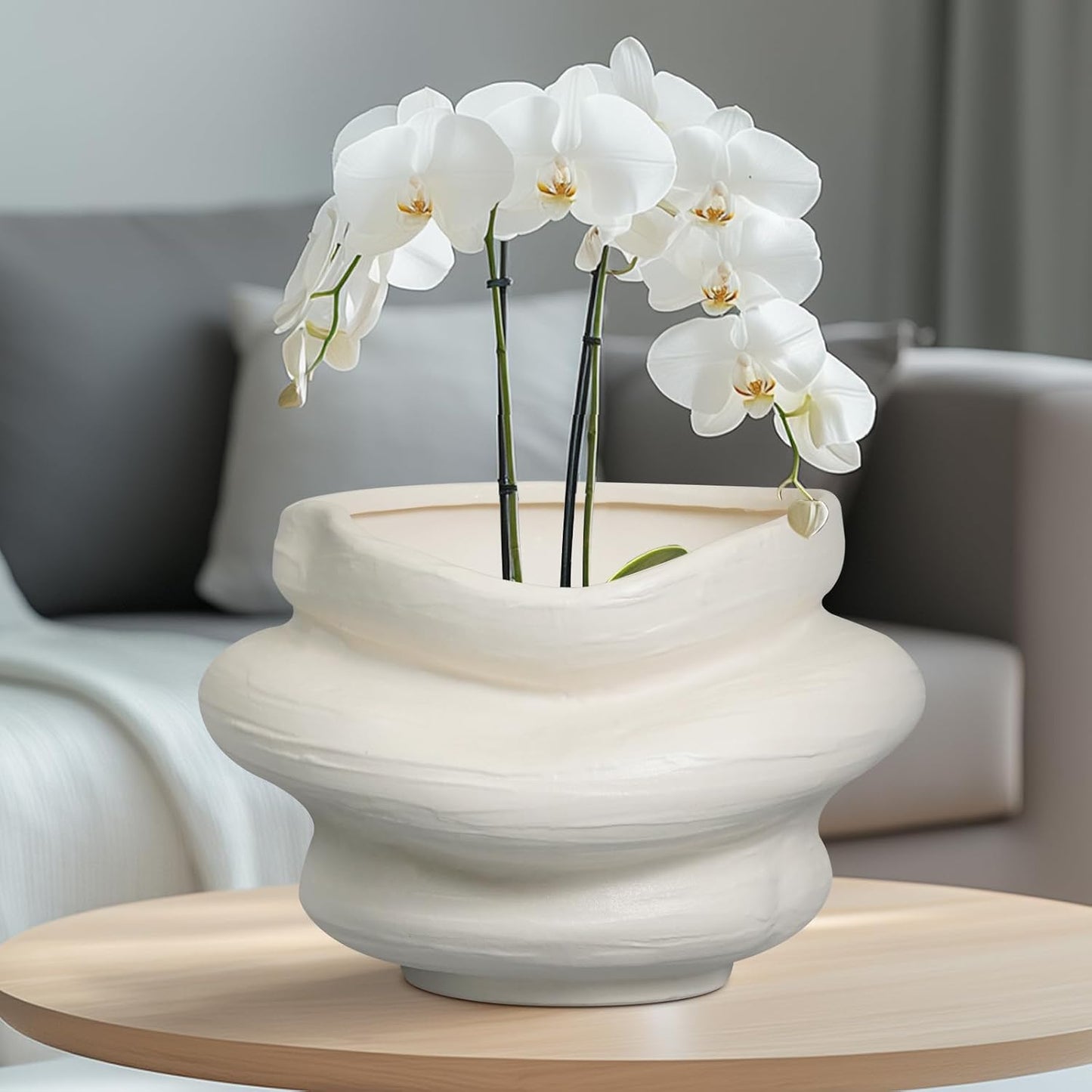 Ceramic Plant Pots Bonsai 11 Inch - Flower Pots for Indoor Plants, Large Plant Pots with Drainage Hole, Decorative Planter Outdoor Flower Pot for Office, Gift for Men Women, White