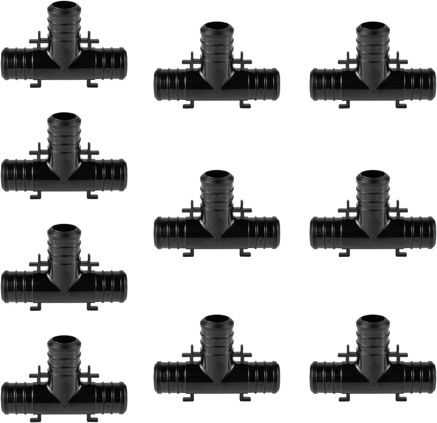 (Pack of 10) EFIELD Poly PPSU Barb Crimp Pex Fitting 3/4" X 3/4"x3/4" Tee With Tab, ASTM 2159,(PPSU1807052)