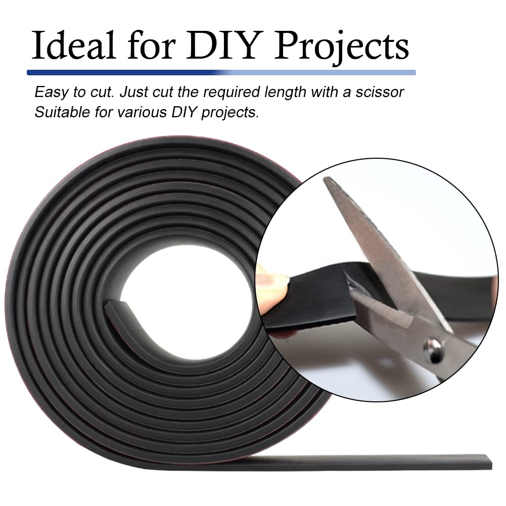 Neoprene Rubber Strips Self Adhesive Solid Rubber Sheets, Rolls & Strips for DIY Gaskets Crafts Pads Seals Warehouse Flooring Neoprene Sheet with Adhesive Backing (1" Wide x 1/5" Thick x 20' Long)