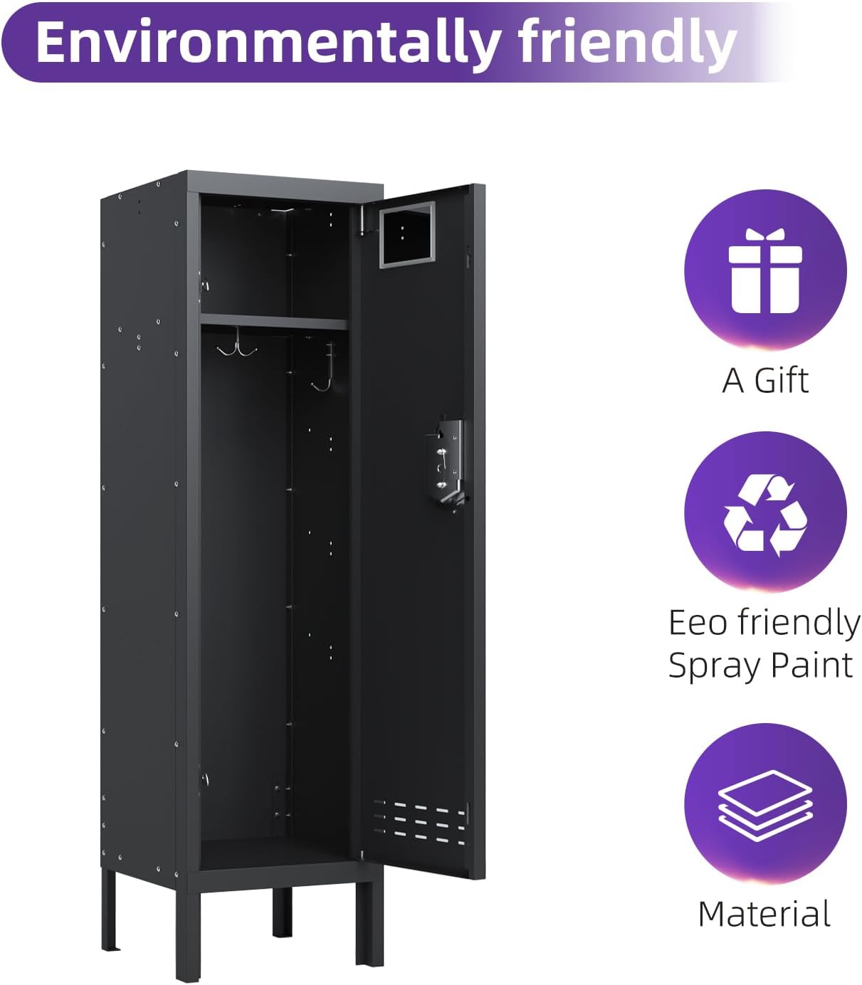 Metal Cabinet Home Office Storage, Lockable Steel Locker with Door, 54" Height, Multi-Purpose for Home, Office, Gym, School, Garage