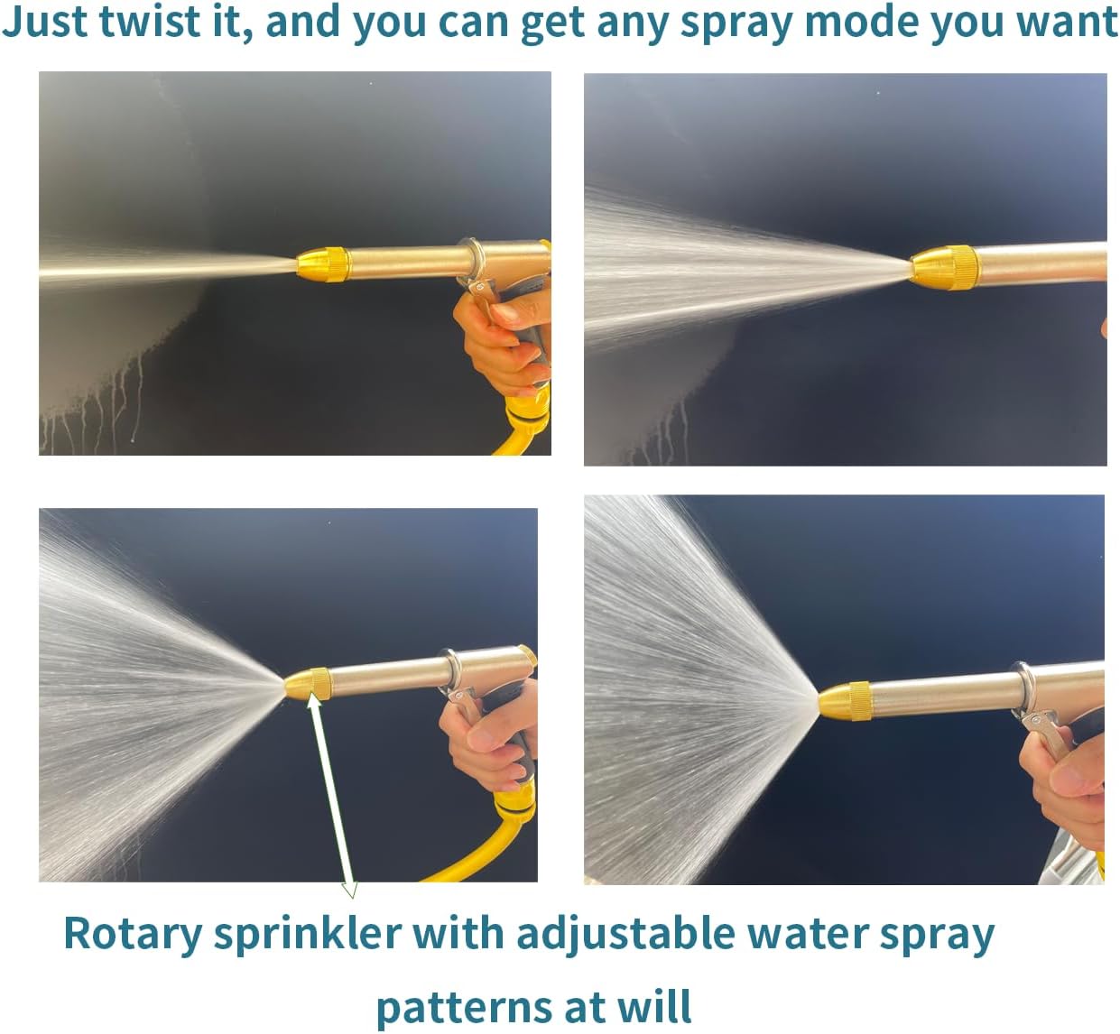 Garden Hose Nozzle, Metal Water Hose Sprayer with Adjustable High Pressure Spray Patterns for Watering Garden & Lawn, Washing Cars, Cleaning Driveways, Dog Bathing, Deck Rinsing & Outdoor Use