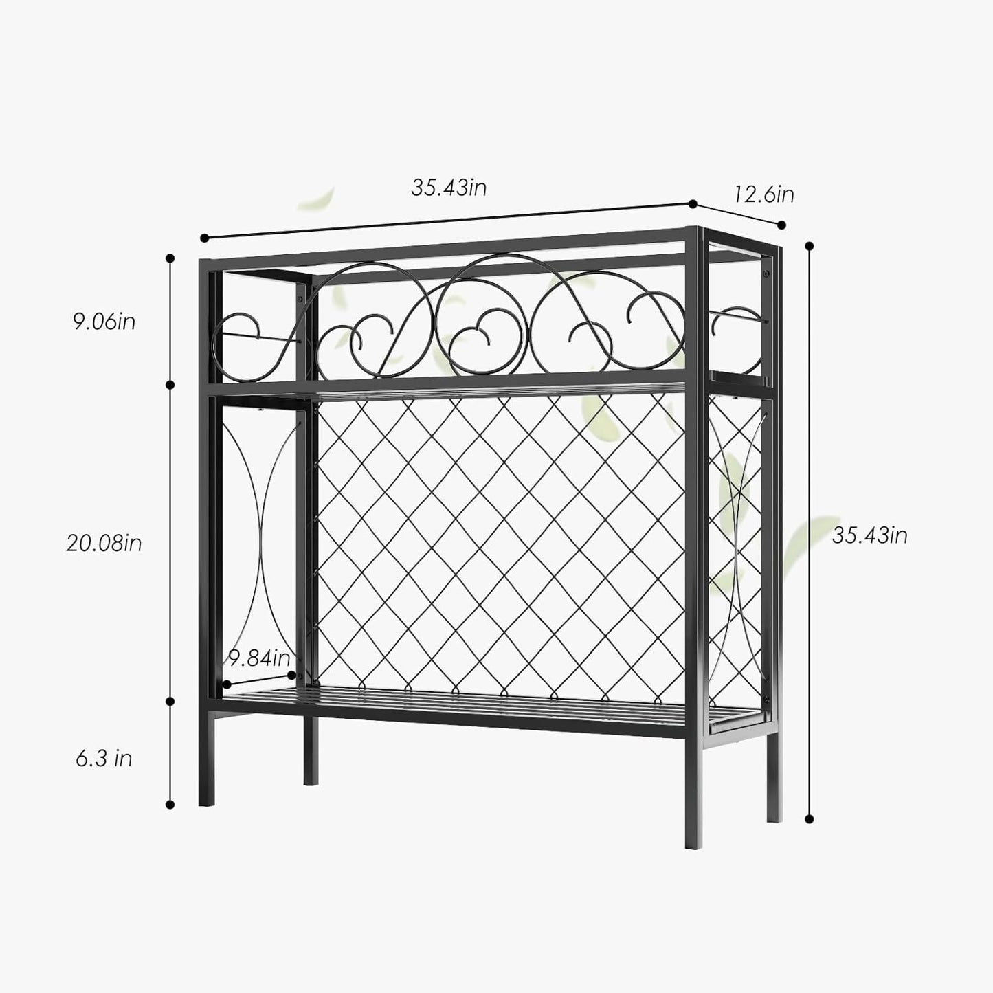 Zhongma 2 Tier Metal Sturdy Narrow Plant Stand, 35.43 L x 12.6 W x 35.43 H inch, Indoor and Outdoor Heavy Duty Metal Plant shelf for Small Spaces 440 LBS Capacity