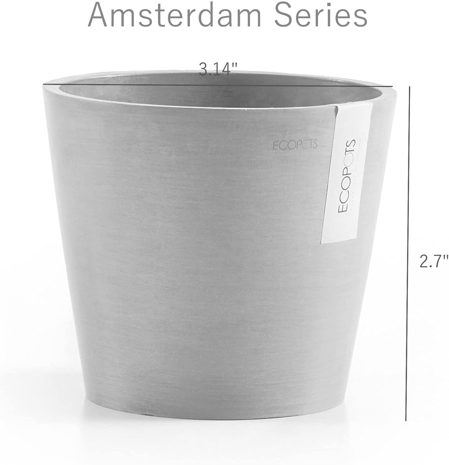 Ecopots Amsterdam Mini Durable Modern Round Recycled-Based Composite Flower Pot Planter, Taupe, 3"