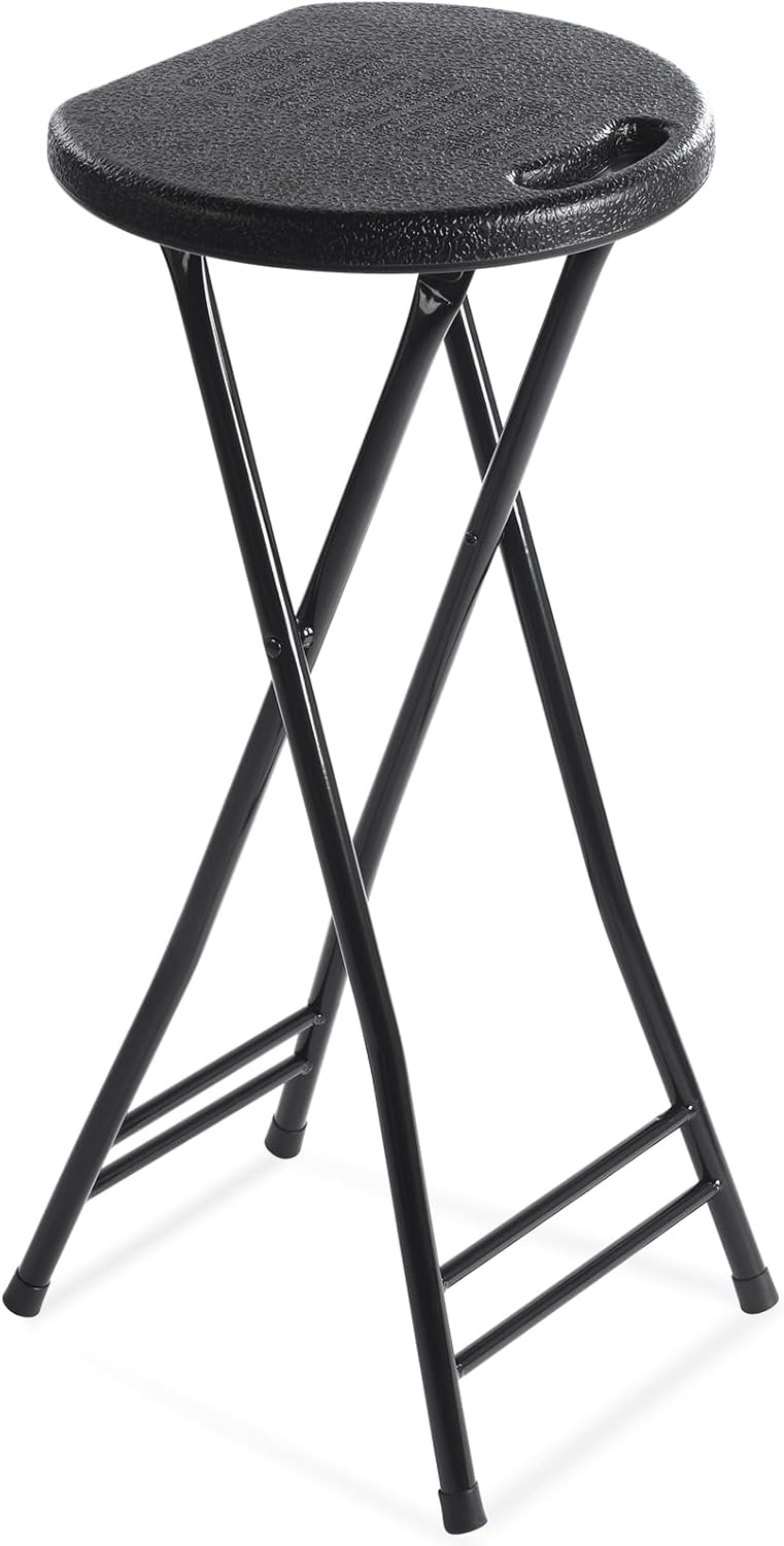 Suzile 1 Pc Tall Folding Chair Portable Plastic Stool Chair Heavy Duty Foldable Bar Stools with Handle for Adults Kitchen Counter Room Home Camping Indoor Outdoor, 300lbs Capacity (27 Inch)