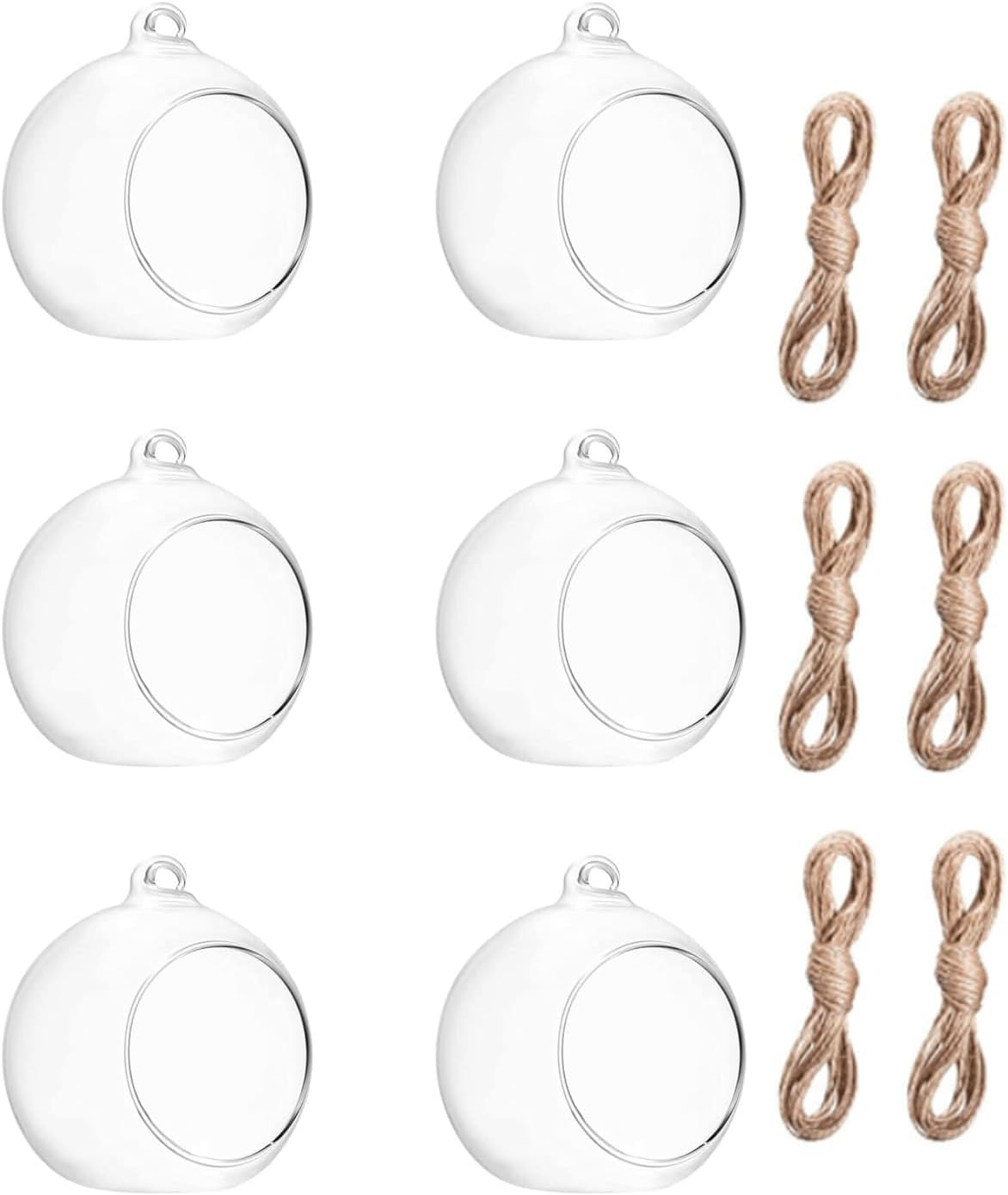 3.15"/ 8cm Hanging Tealight Candle Holder Glass Globes Air Plant Orb Glass Candlestick Lights Terrariums Candles Terrarium Vase Containers Home Decor Indoor Outdoor Garden DIY Gifts (6)