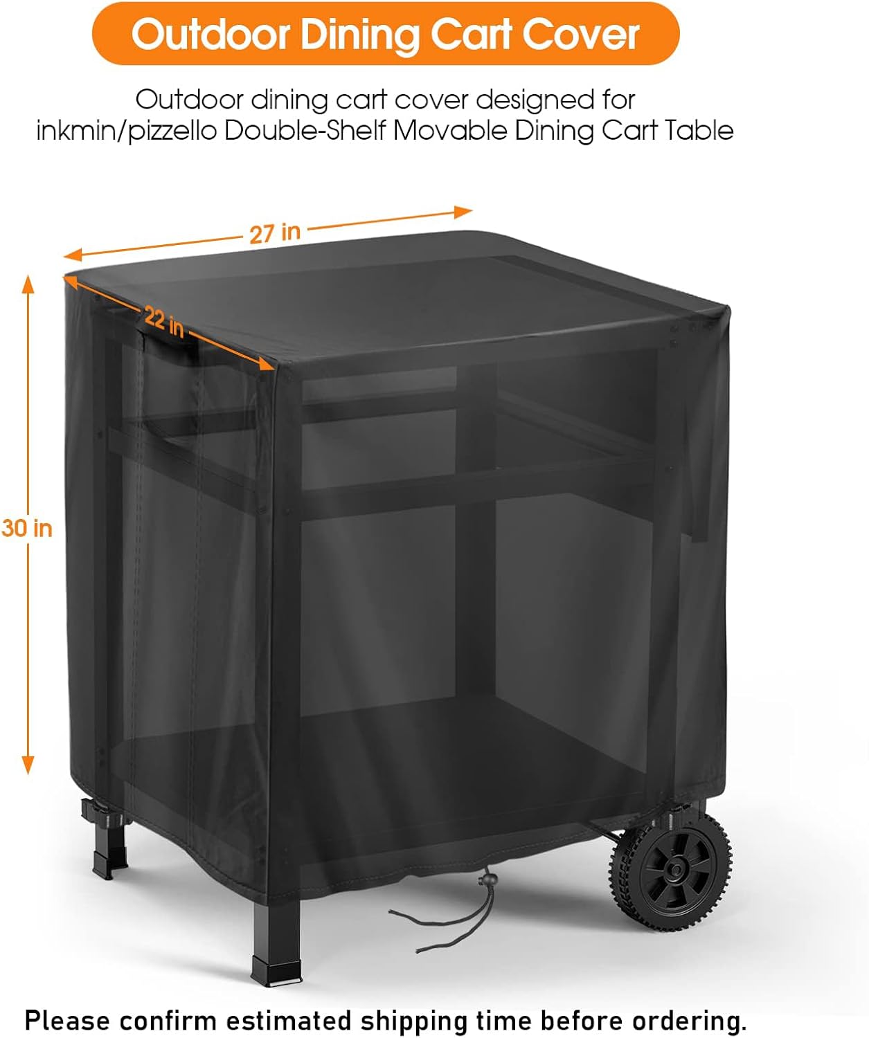 Outdoor Prep Table Cover for Inkmin Double-Shelf Movable Dining Cart Table, Patio Bar Cart Cover, Waterproof Outdoor Grill Cart Covers Pizza Oven Covers - 27 x 22 x 30 Inch