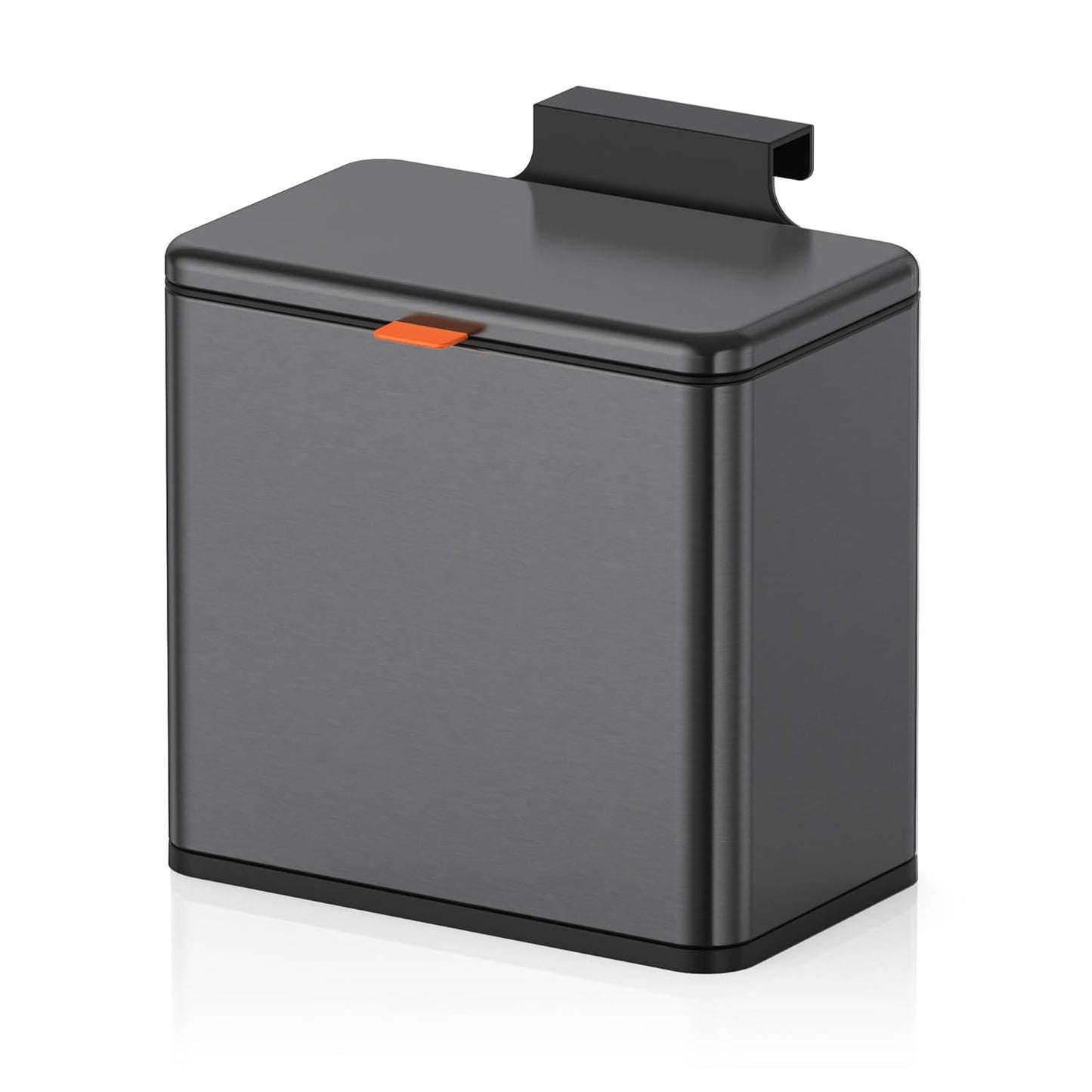 Mbillion Kitchen Compost Bin Hanging Trash Can with Lid 1.05 Gallon Stainless Steel Garbage Can for Kitchen Cabinet Door Mounted Trash Can Under Sink Door RV Bathroom,Brushed Black