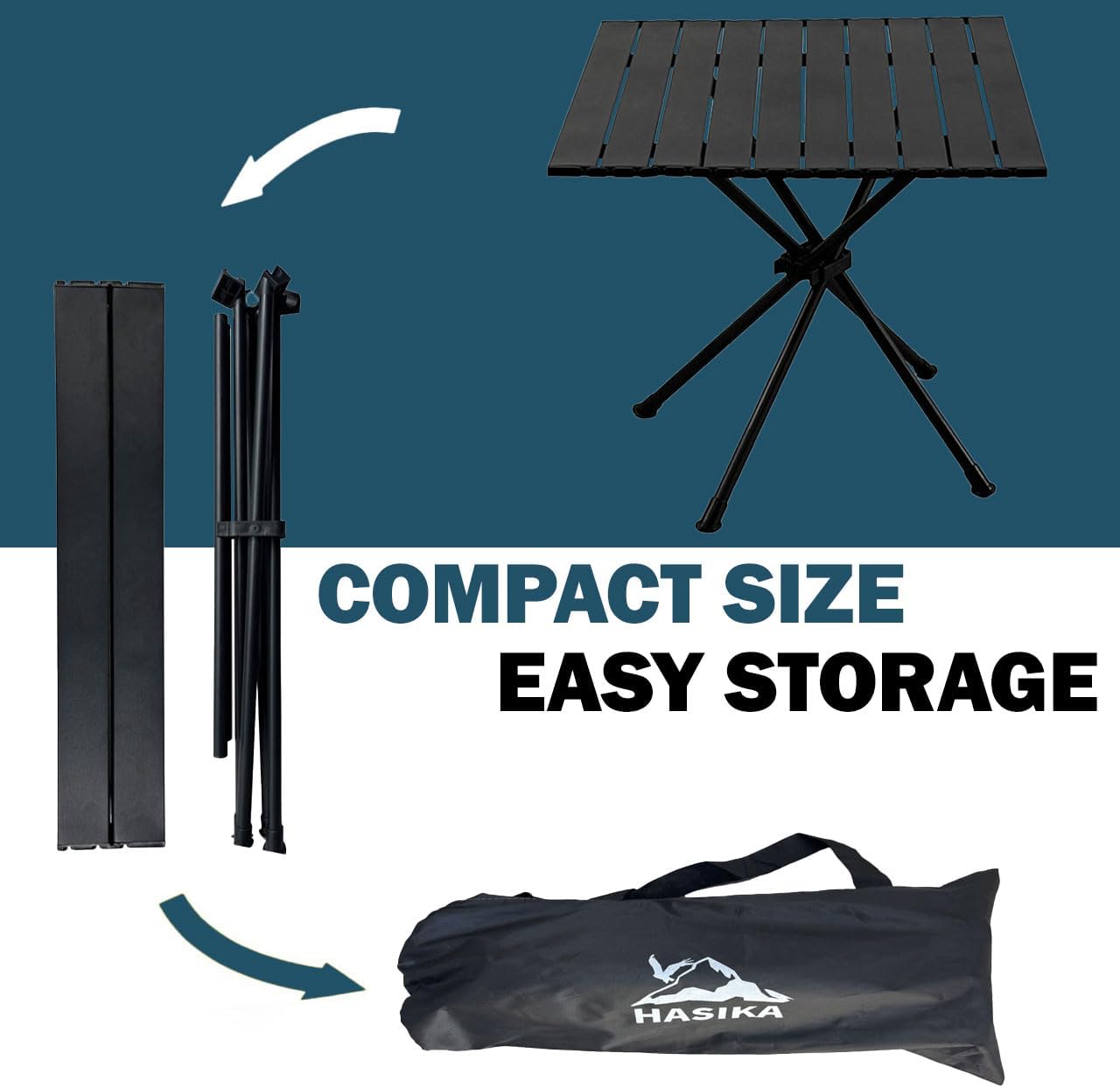 HASIKA Folding Camping Table Large Size Portable Camping Side Table for Outdoor, Beatch, Tailgating, Picnic, Grilling