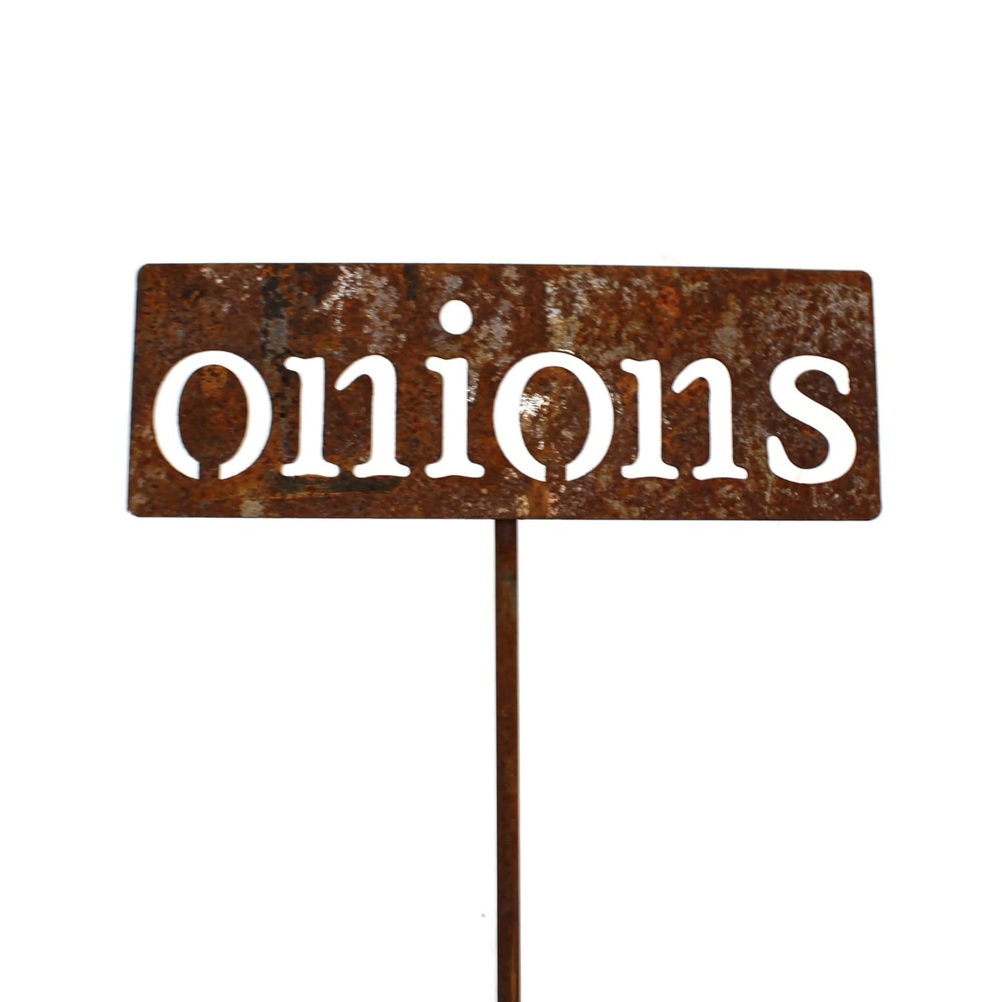 Classic Metal Garden Markers 19 Inches Tall (onions, Naturally Rusted)
