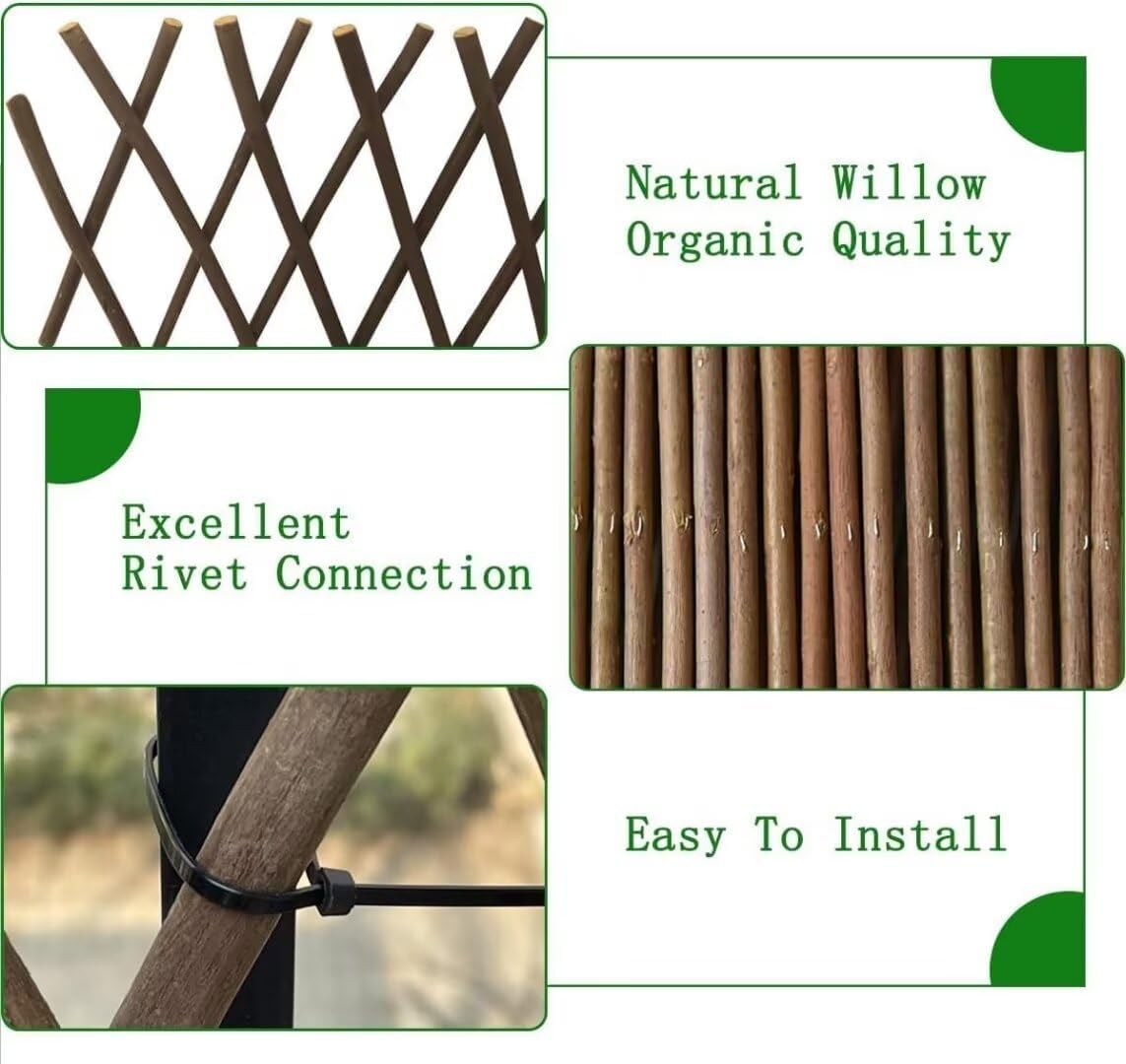 GLANT Lattice Fence Expandable Plant Climbing Trellis, Open Screen Willow Fencing