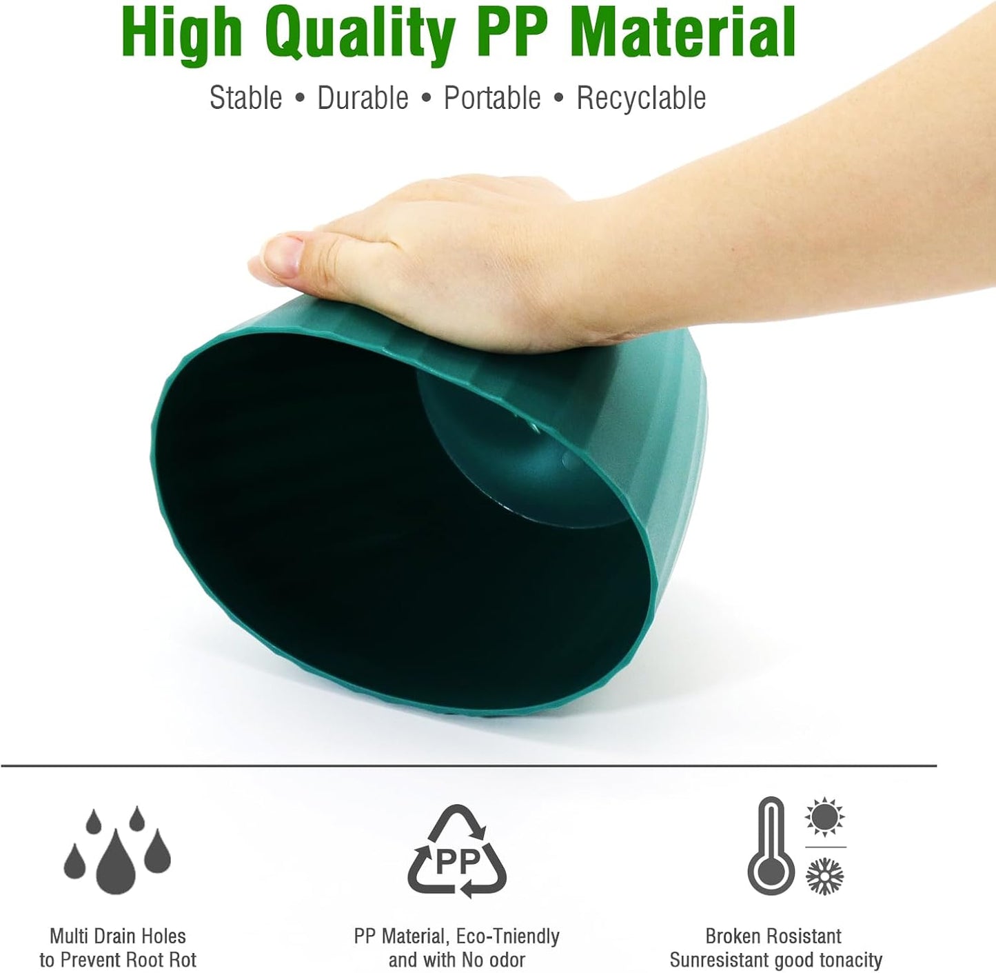 6 Inch Plant Pots Bulk, 6 Pack Plastic Planters with Drainage Holes and Saucers for Indoor Outdoor House Plants and Flowers, Colorful