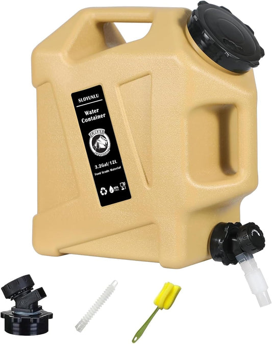 3.2 Gallon Water Jug with Spigot, BPA Free Leak-Proof Camping Water Container, Portable Emergency Water Storage for Outdoor Hiking, Home Use, Camping Essentials