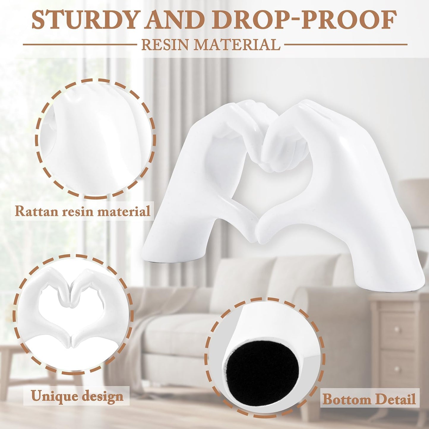 White Decor for Living Room Bedroom Bookshelf Coffe Table, Personalized Finger Home Accents, Modern Art Aesthetic Statues, Resin Sculpture for Reading Decor