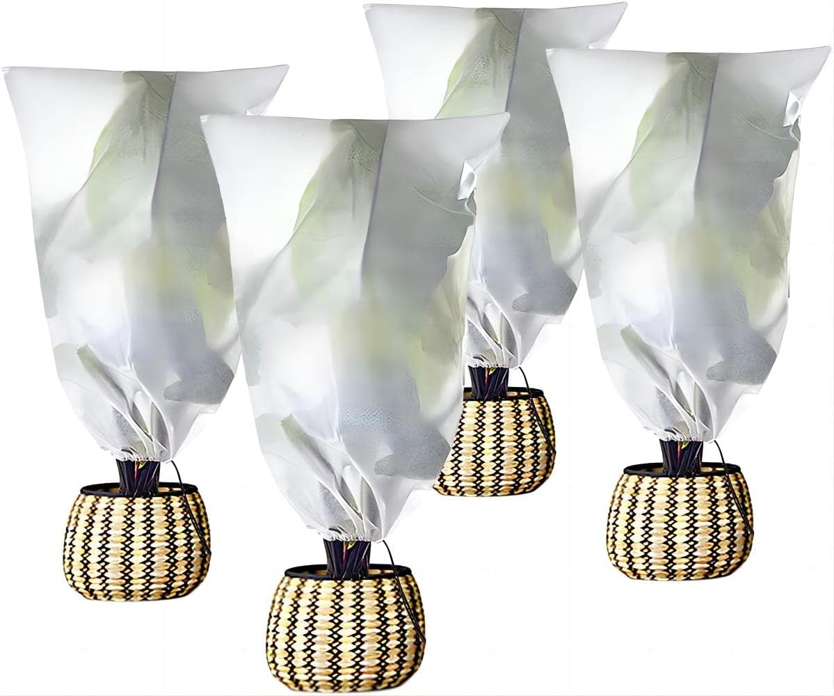 Agfabric Plant Cover for Frost Protection 120"x96" 0.9oz Garden Cover for Plants,Shrub/Bush/Tree Jacket Cover for Freeze Protection,White,4 Pack