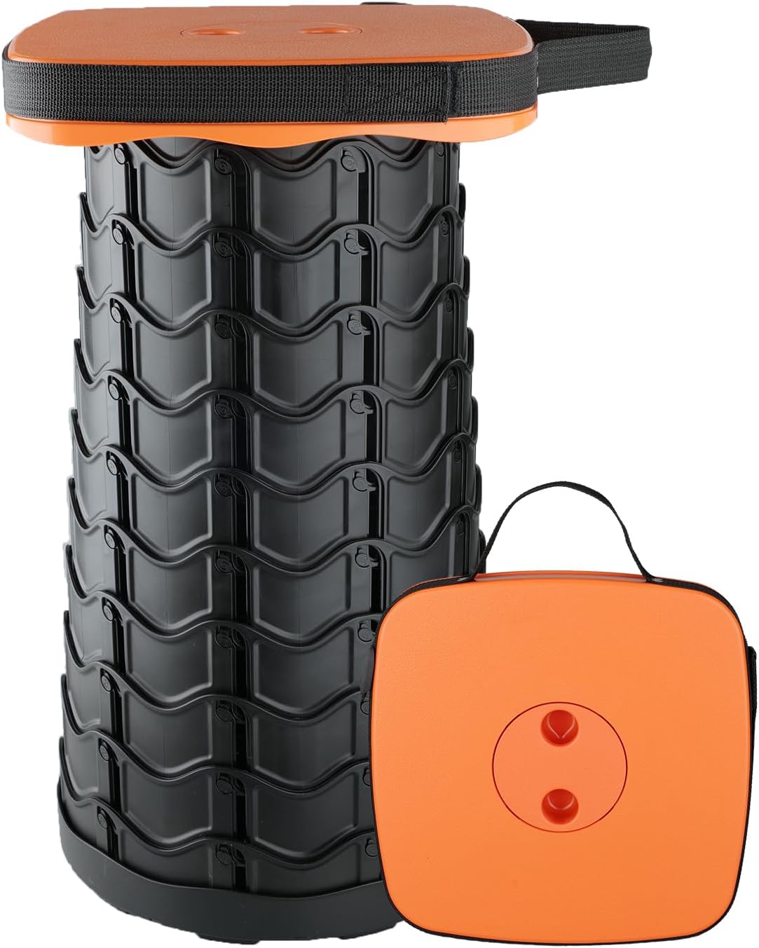 Boreeman Upgraded Collapsible Stool, Square Portable Stool, Lightweight Yet More Sturdy with Load Capacity 400lbs, Perfect for Camping Fishing Hiking BBQ (Square Orange)