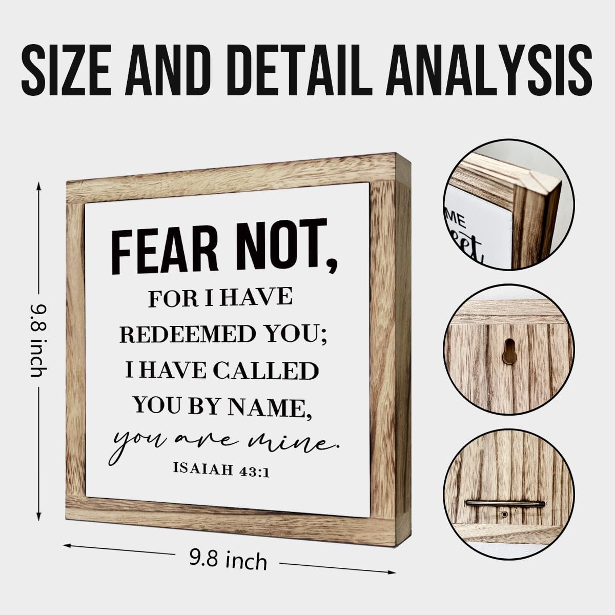 SUSZDOU Scripture Sign, Isaiah 43:1, Rustic Wooden Plaque, 9.8x9.8 Inch, Pine, Tabletop Decor