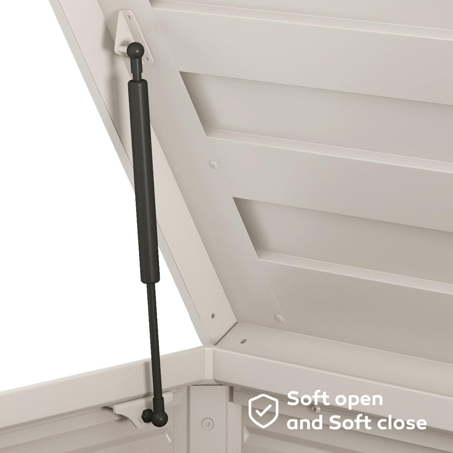 281 Gallon Large Outdoor Metal Deck Box with Wheels, Storage Box with Lid for Patio Furniture, Garden Tools, Outdoor Cushion, Latte