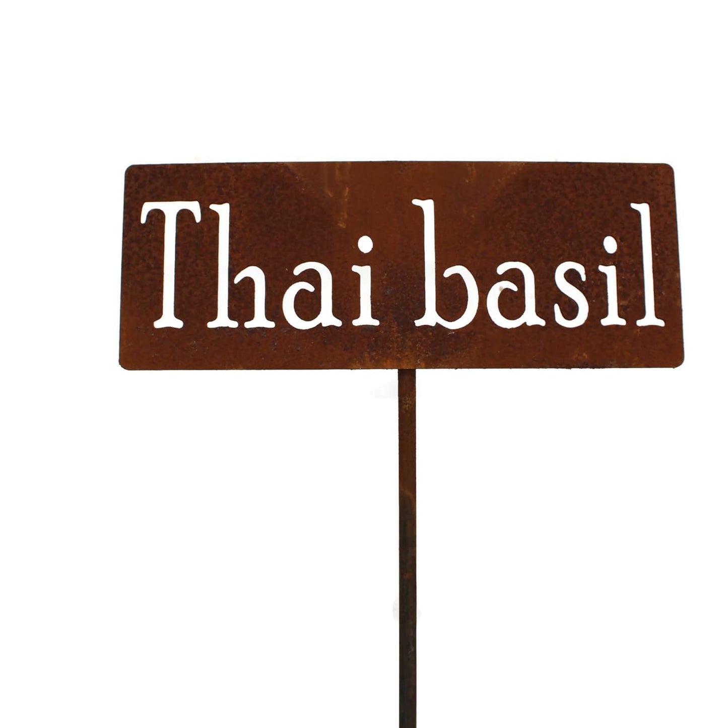 Classic Metal Garden Markers 19 Inches Tall (Thai basil, Naturally Rusted)