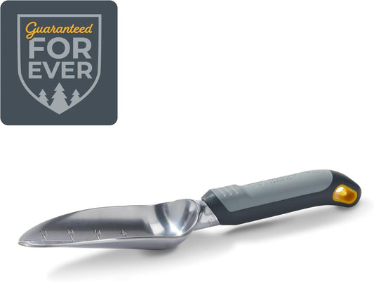 Woodland Tools Heavy Duty Garden Transplanter - Narrow Anodized Aluminum Hand Shovel with Depth Markings and Ergonomic Grip, Planting and Digging Tool for Soil, Flowers, Bulbs, and Raised Beds